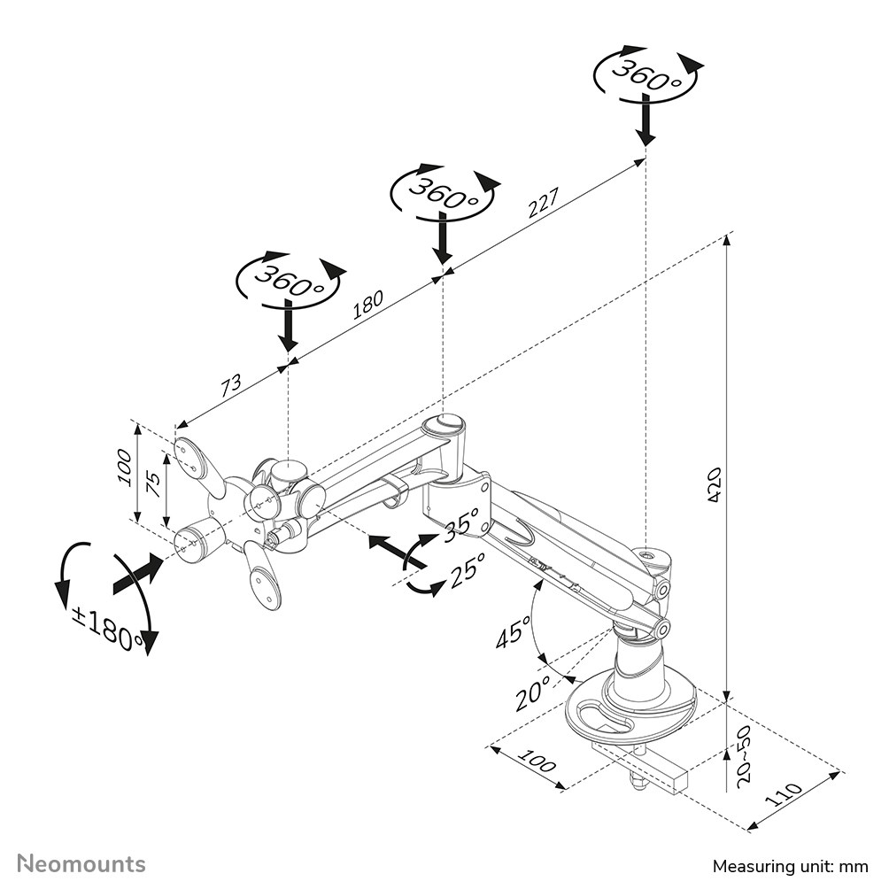 Neomounts FPMA-D940G Support d'écran à fixer 10-30" - ressort à gaz